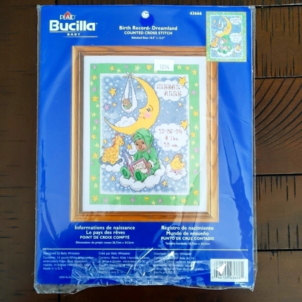 Bucilla NEW Baby Counted Cross Stitch Kit Dreamland Birth Record #43666